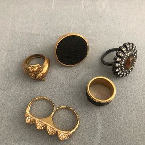 Assorted gold & gunmetal bcbg rings
